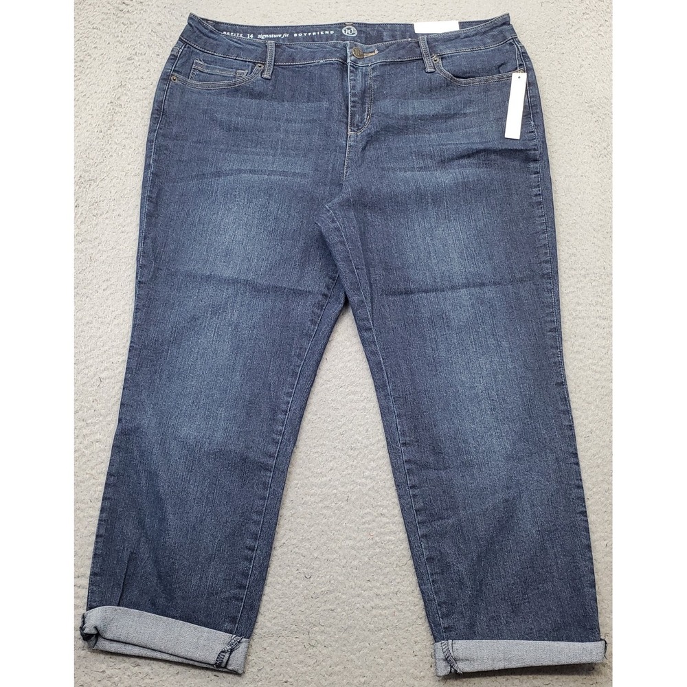 Westport Boyfriend Jeans Womens Petite 14P Blue Denim Signature Fit Streetwear